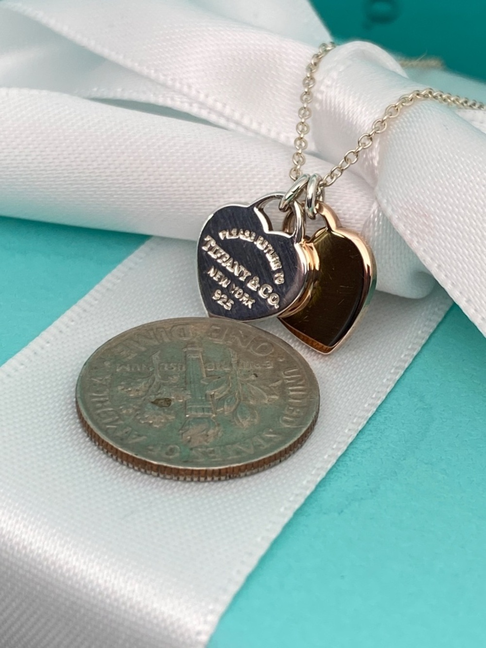 Tiffany & Co. Return to Tiffany Rubedo & Silver Mini Double Heart necklace - Picture 4 of 8